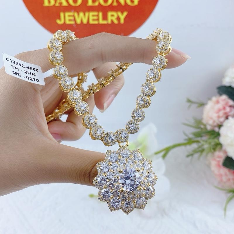 Dây chuyền nữ kim tiền liền mặt hoa - Trang sức bảo long