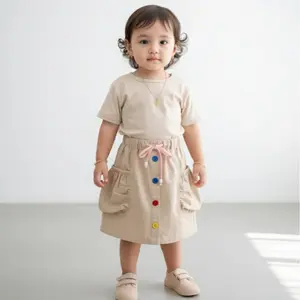 Rok Pendek  Anak  Perempuan Skirt Korea - Rok anak usia 1-12 tahun Denim Kancing Anak-Anak Lutut Laki-Laki