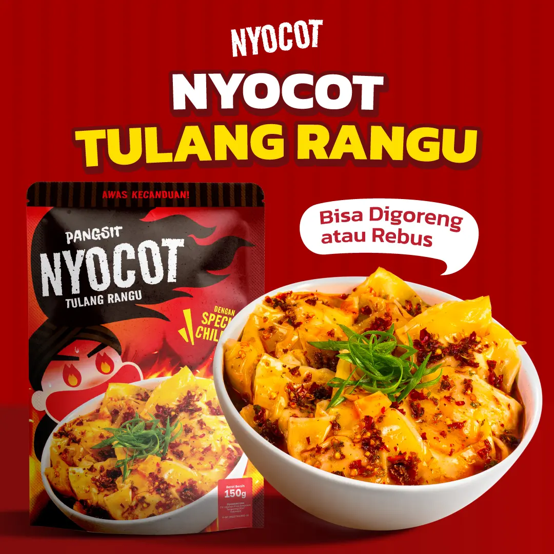 NYOCOT Pangsit Tulang Rangu Renyah Gurih / Cocok untuk Ngemil / Cemilan Pangsit Chili Oil / Makanan Instant