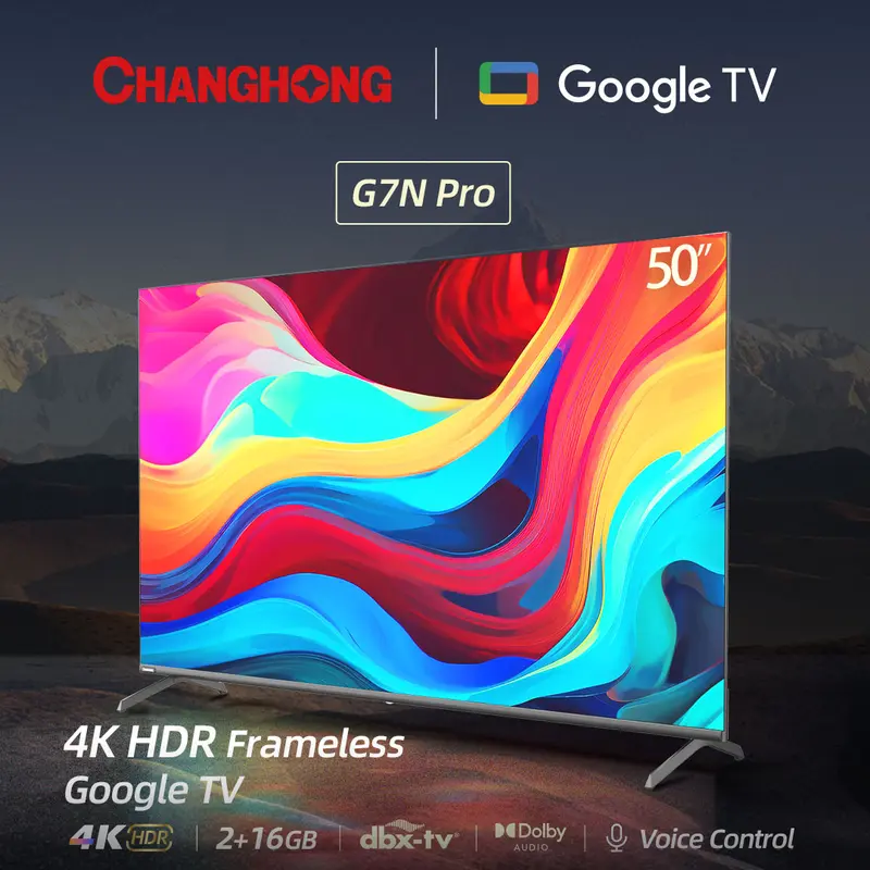 Google TV Changhong 50 inch Smart TV 4K UHD-HDR10+DBX Dolby Audio Google Assistant-Digital TV (U50G7N Pro) 1