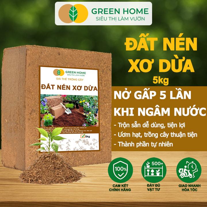  Đất Nén Xơ Dừa GreenHome Viên Nén 5kg Đã Qua Xử Lý Bổ Sung Vi Sinh Nở Gấp 5 Lần Trồng Rau Hoa 
