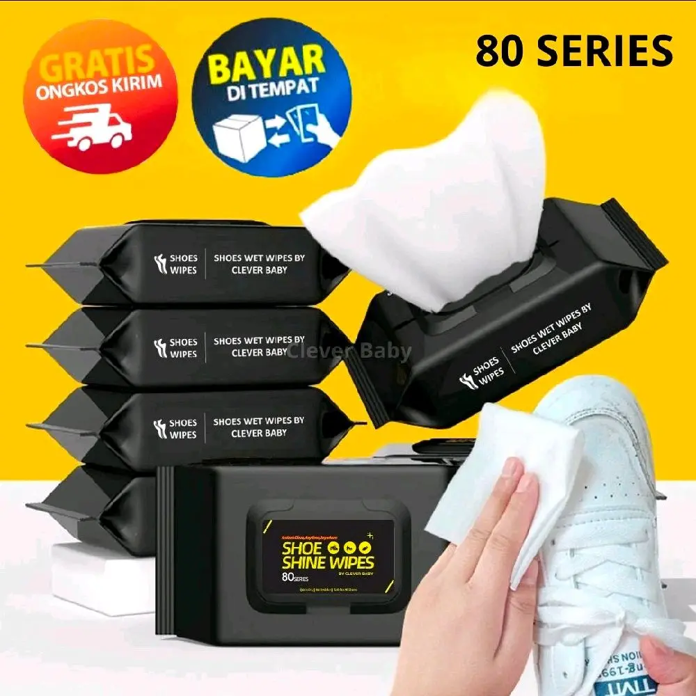 Tisu Basah Pembersih Sepatu isi 80 Lembar / Tisu Basah Serbaguna / Tisu Pembersih Sepatu dan Tas / Clever Baby Tisu Pembersih Sepatu isi 80