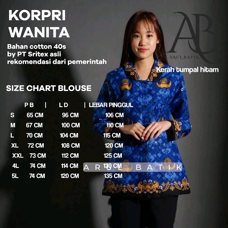 Korpri Wanita Blouse Terbaru Kain cotton 40s Full Furing 0