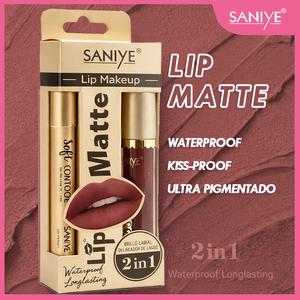 SANIYE LIP COLOR COMB DELINEADOR Y LABIAL LIQUIDO A PRUEBA DE AGUA, LOGRA LOOKS DESEADOS Y UNICOS