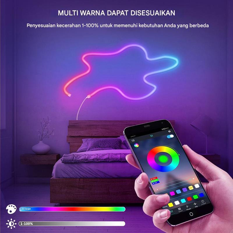 Lampu Neon Flex Running RGB 3 Meter Remote Led Strip Bluetooth USB Kamar Tidur Hias lampu  running aesthetic 3