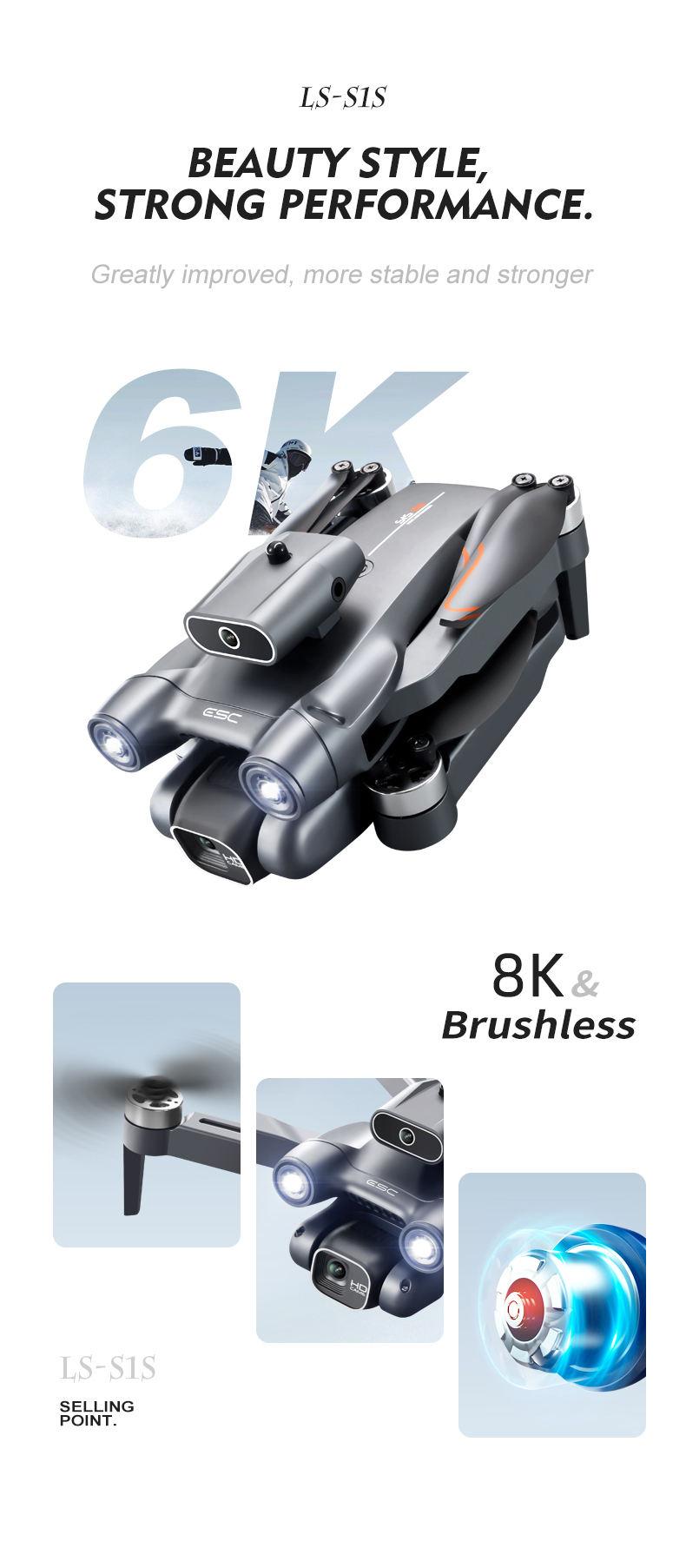 Product Introduction of [KYOPCE] S1S Brushless Drone 4k Professional 8K HD Camera 5G Wifi FPV Obstacle Avoidance Aerial Photography Foldable Quadcopter RC Dron 7
