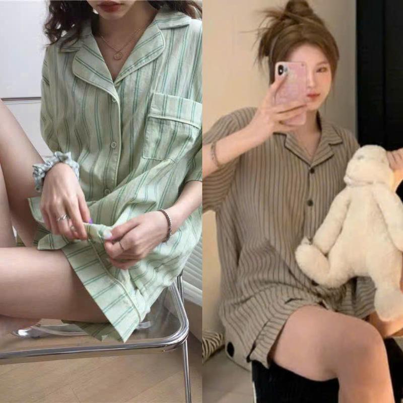Combo 2 Bộ Pijama Nữ, Áo Có Túi mặc nhà nhiều hình cute Áo Cộc-Quần Cộc Đồ ngủ Pijama - Họa Tiết Phối Viền- Phù Hợp Mặc Nhà Nhà Nhiều Mẫu Mã- Nữ Women