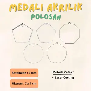 ( 10 PCS )Mendali Polosan Akrilik Premium Non Tali - Mendali Wisuda Mendali Penghargaan Lomba Mendali Kejuaraan