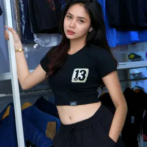 Crop Top - Thirteen Deathcycle 13 Wanita Katun