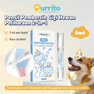 Petcho Pulpen Pembersih Gigi Hewan Peliharaan 2-in-1 Pembersih & Pemutih