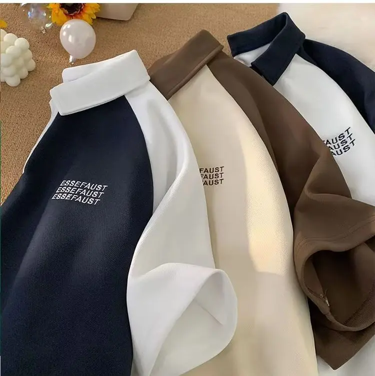 Kaos Polo ESSEFAUST Big Size (S--6XL) Cowok Cewek Unisex Pria Baju Distro Wanita Pendek Abu Kain Keren Katun Motif Bordir Panjang T-Shirt  Navy Hitam Sablon 0
