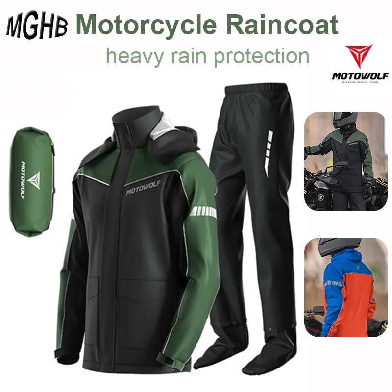 MOTOWOLF Raincoat Baju Hujan Motor dengan Penutup Kasut Tersembunyi ...