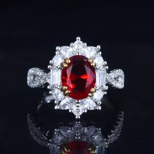 cincin permata red ruby wanita elegant high quality jewelry original anti karat dan tidak luntur kode A62