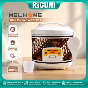 Rice Cooker WELHOME WRC-3112 3in1 Kapasitas 1,8 Liter Rendah Daya Anti Lengket