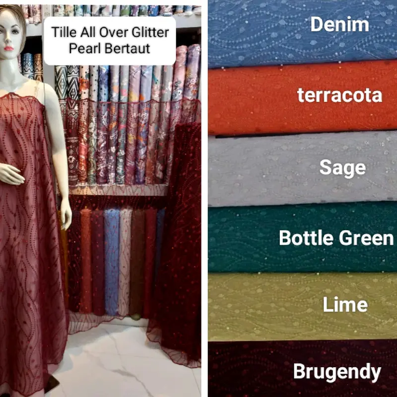 Tille All Over Glitter Pearl Bertaut ( Harga persetengah meter) 0