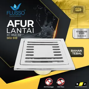 FLUSSO Saringan Got Afur Lantai Kamar Mandi Katup Otomatis Bahan Kuningan Anti Bau dan Serangga Tipe XC