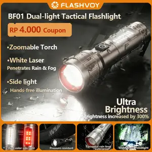 FLASHVOY Senter Laser Putih BF01 Mini Super Terang Jarak Jauh 500M Zoom Lampu Samping COB Merah Putih 6 Mode USB Type-C Emergency Signal Light Lampu Tenda Baca Camping Outdoor Hiking Ringan Waterproof Original COD
