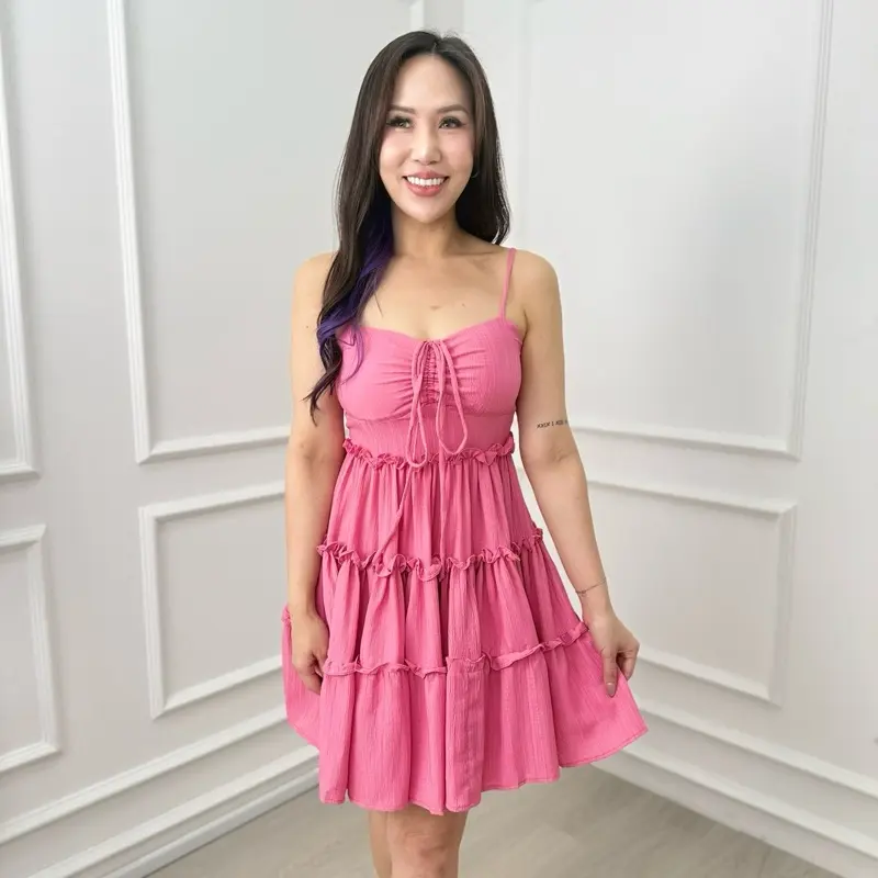 PADDED TEXTURED CHIFFON HALTER TUBE SHORT DRESS