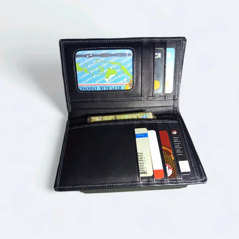 Dompet Kulit Pria 3/4 Asli Tanpa Slot Tengah - 100% ORIGINAL - Kartu, Cowok, Cewek Uang dompet  kulit Kasual Elegant Wallets 7