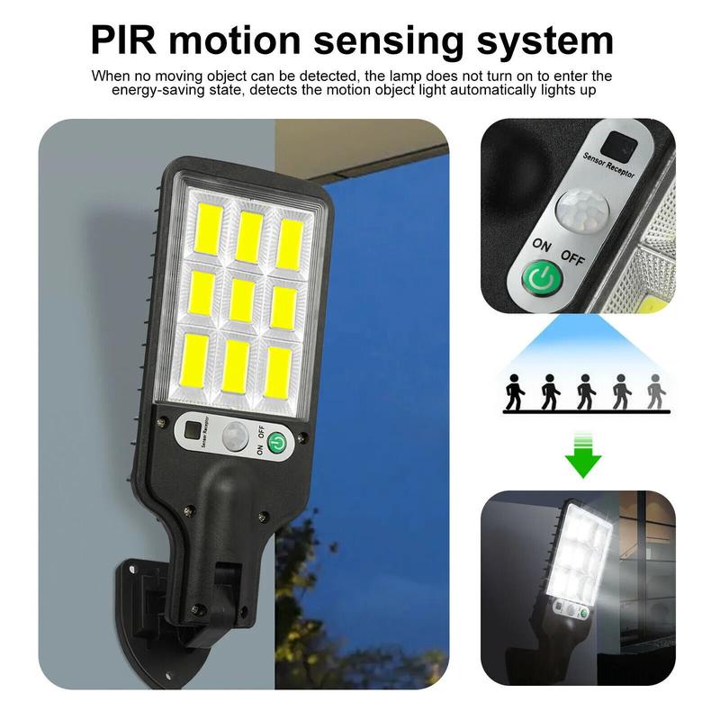 Product Introduction of 2 - 8Pcs 108 COB LED Solar Lights Outdoor With 3 Mode Waterproof IP65 120° Motion Sensor Security Lighting 9600Lum LED Wall Street Lamp With Remote Controller For Yard Garden Decor 11
