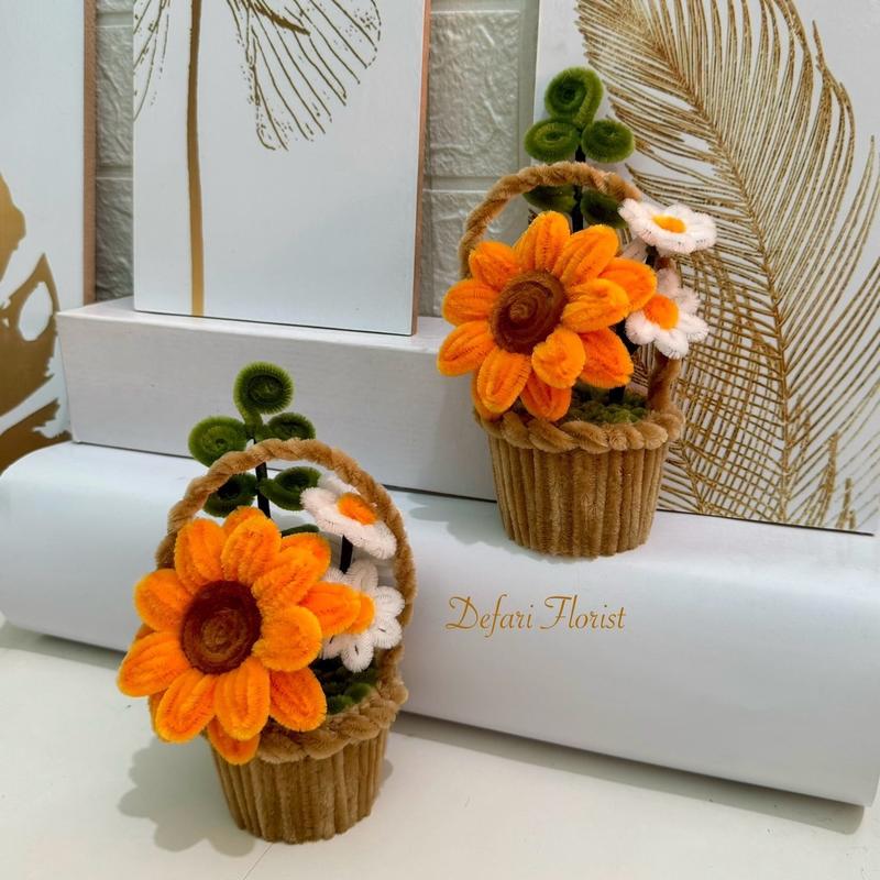 Bunga Kawat Bulu Keranjang|Gerbera|Matahari|Pipe Cleaner Flower|DIY 3