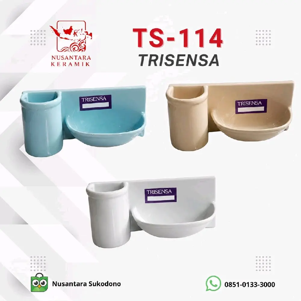Tempat Sabun + Sikat Gigi Keramik Trisensa 114