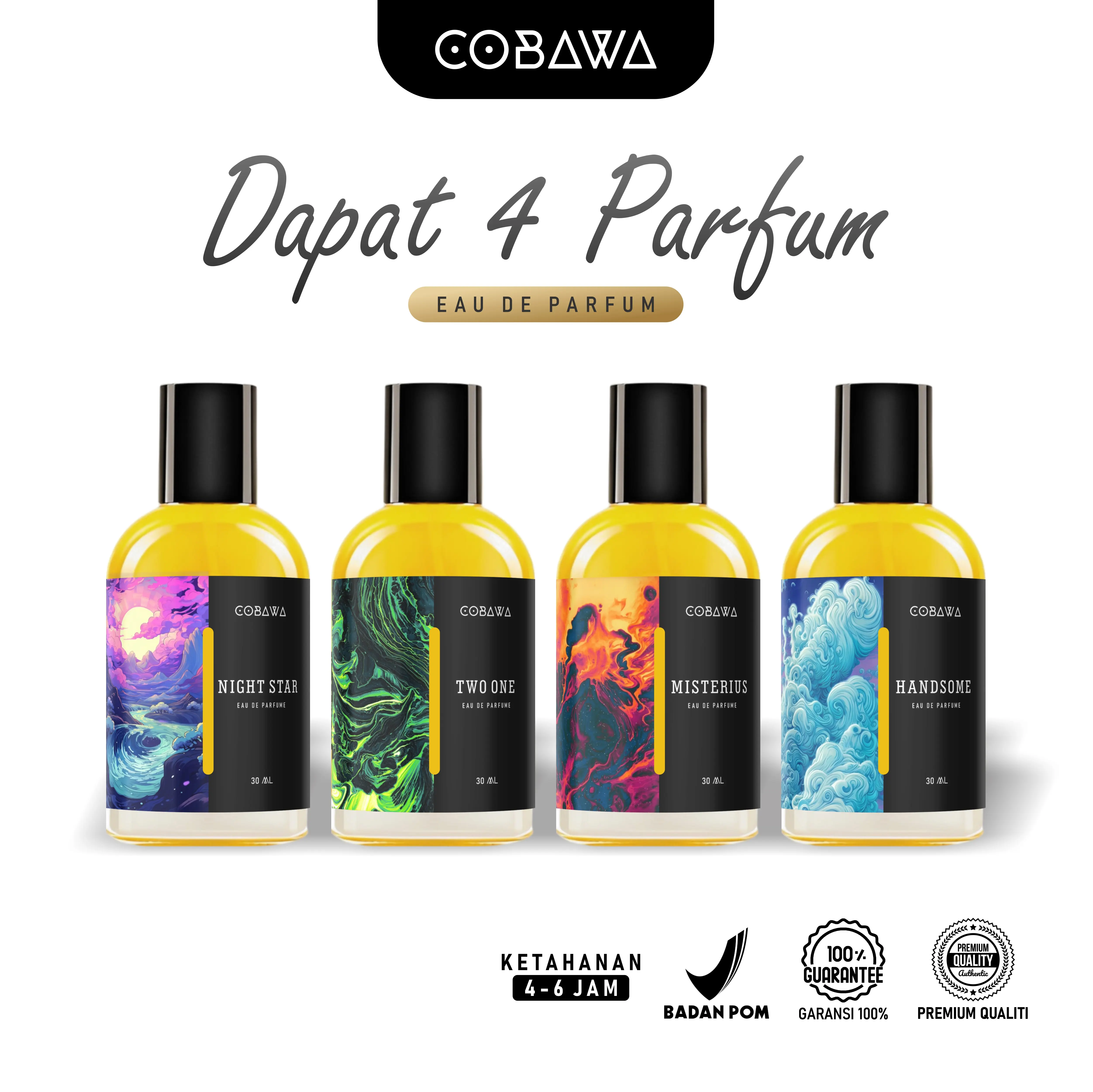 DAPAT 4 PARFUM BEST SELLER Cobawa Eau De Parfum 30 ml Parfum Pria Tahan Lama