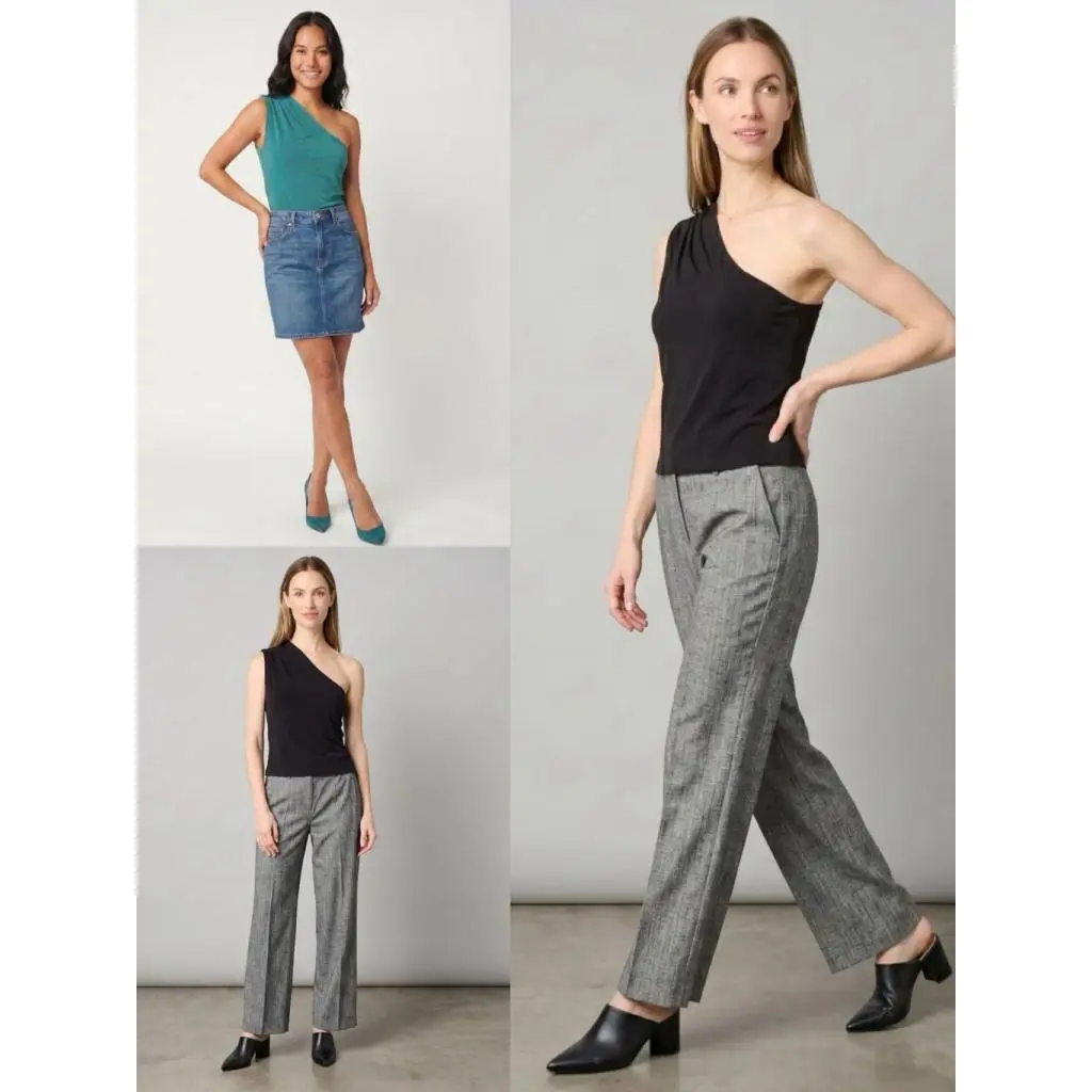 Atasan Wanita Womens Asymmetrical Neck Sleeveless Blouse - 2477