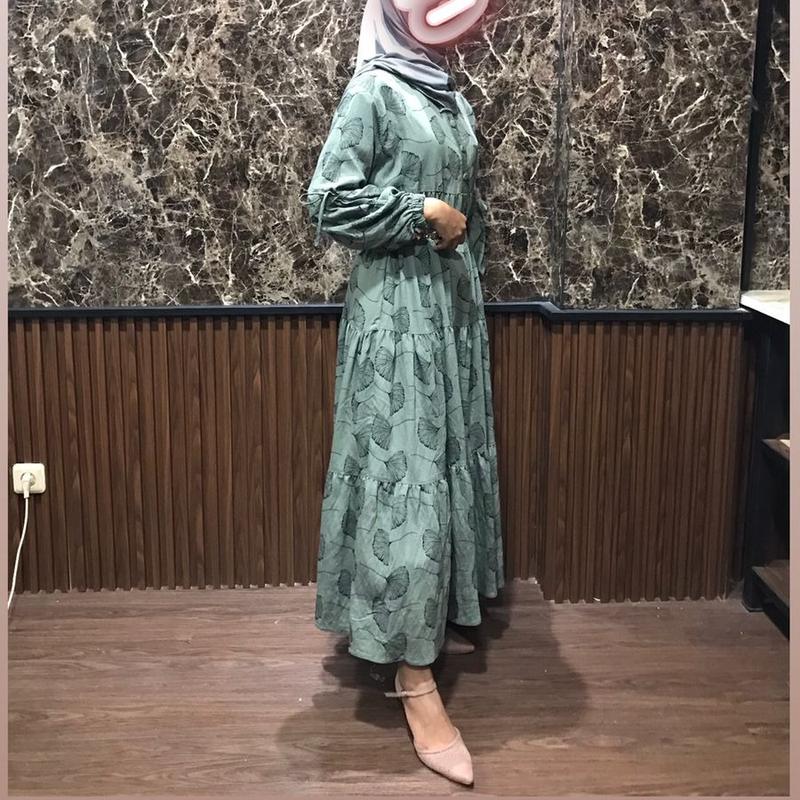 (Terbaru) GAMIS BAHAN CRESPO / MOTIF DAUN 3