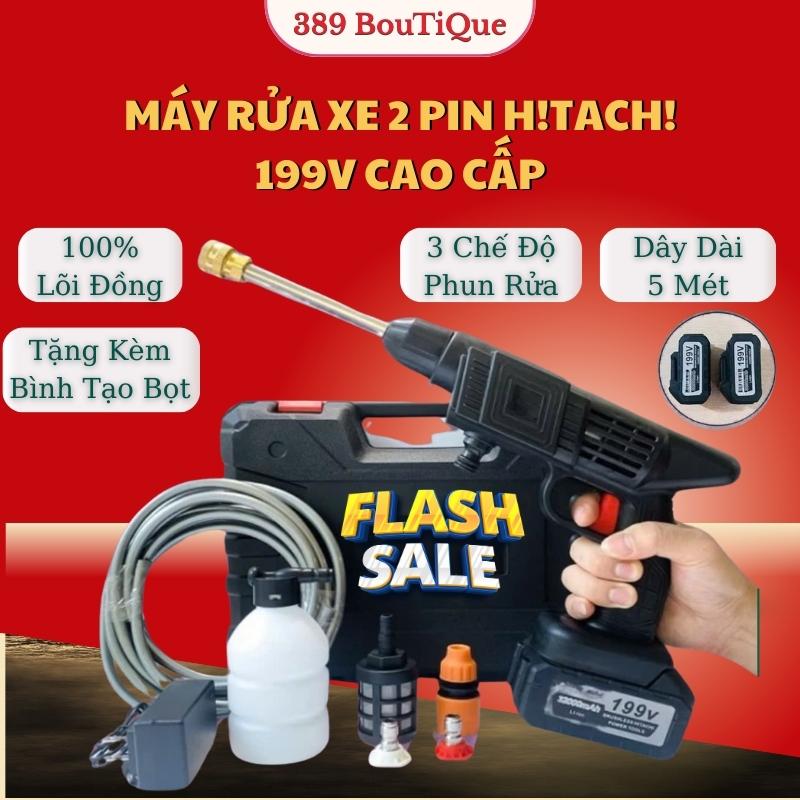 Máy Rửa Xe 199V 2 Pin Công Suất Lớn - Máy Xịt Áp Lực Rửa Xe Có Bình Tạo Bọt Tuyết, Máy Xịt Rửa Sân Vườn Lõi Đồng Đa Năng Tưới Cây, Tưới Rau Hiệu Qủa