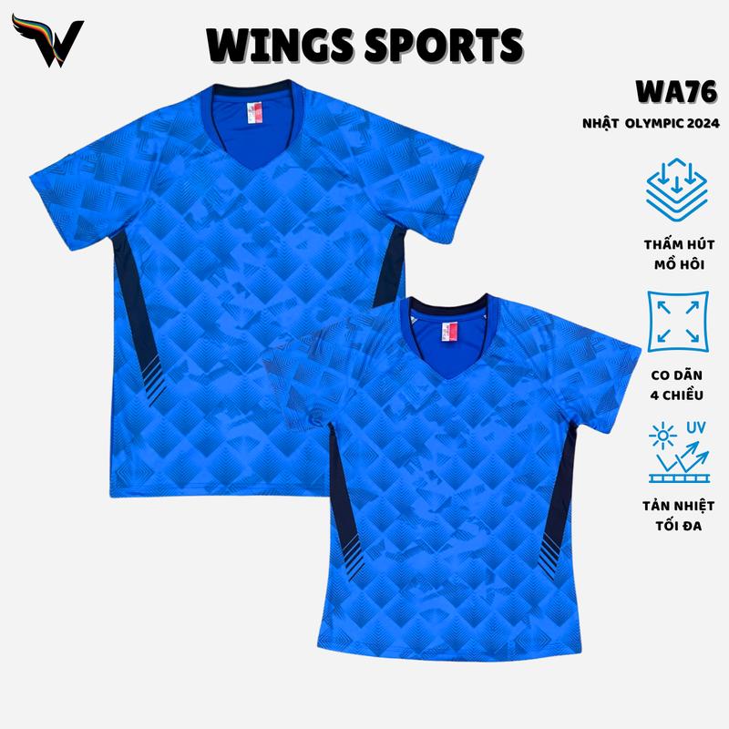 XẢ KHO SALE TO Áo cầu lông tuyển NHật WA76 màu xanh dành cho tập luyện và thi đấu Nam Top