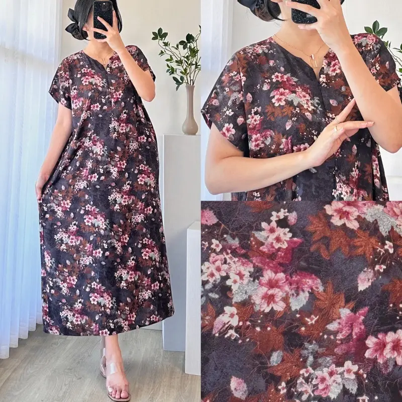 Amariel Asheey Dress Daster Midi Lembut Bumil Busui Friendly - Daster Tidur Wanita Panjang Katun Rayon Viscose Motif 2