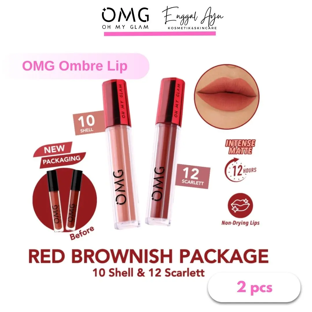 (Ombre Bundle) OMG Ombre MatteLast Lipcream 2 pcs bundle (10+12) Red Brownish Package