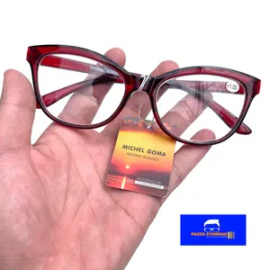 Kacamata Baca Dan Jalan Frame Cat Eye Dobel Fokus Lensa Kryptok +1.00 / +3.00