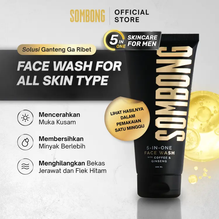 SOMBONG 5-in-1 Face Wash With Coffee & Ginseng 100ml 1
