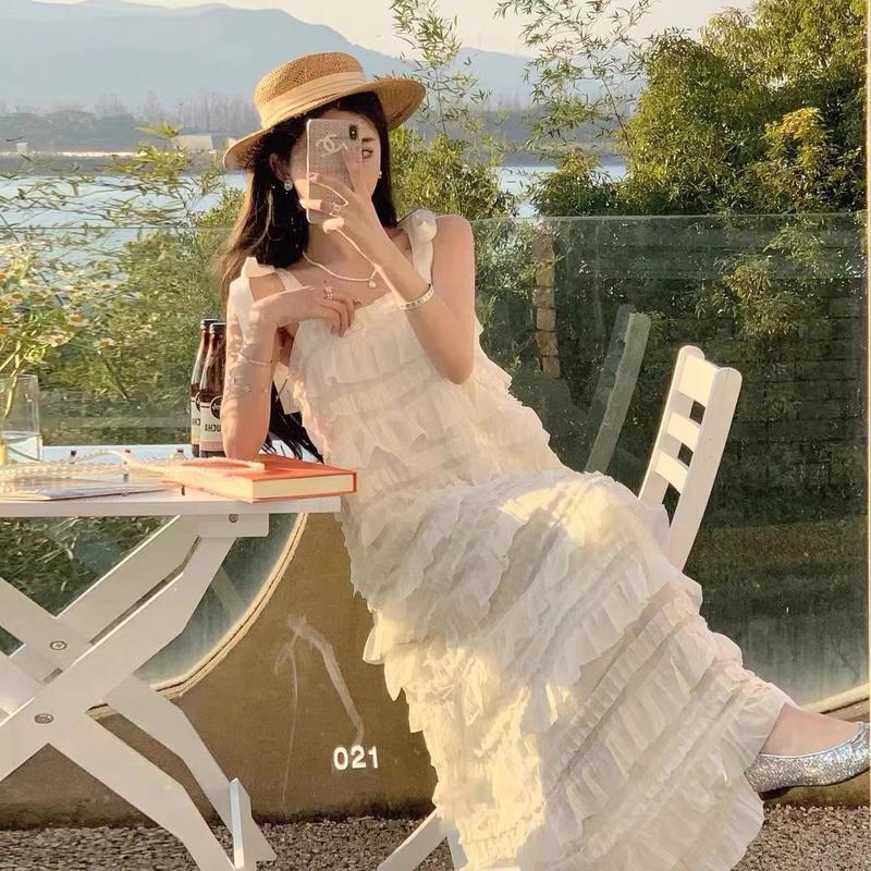 Váy Dài,  Váy Hai Dây Thắt Nơ Dáng Rộng, váy đi biển đẹp  váy xin nhẹ nhàng váy ngang vai bồng bềnh Hàng  váy nữ 2025 mẫu mới, Women Dressváy nữ 2025 mẫu mới váy ngang vai bồng bềnh 6