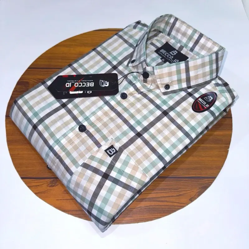 kemeja lengan pendek pria motif kotak import distro terbaru 8