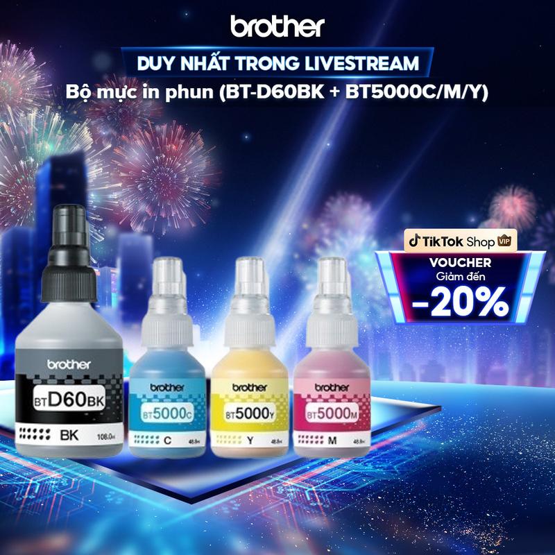  Bộ 4 bình mực in phun  đen xanh đỏ vàng  Brother BTD60BK + BT5000C M Y 