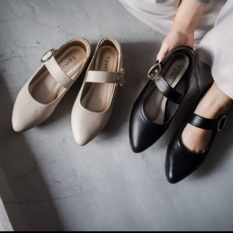 Sepatu Kerja Flatshoes Wanita Warna Cream - Sepatu Feminim - Flatshoes 4