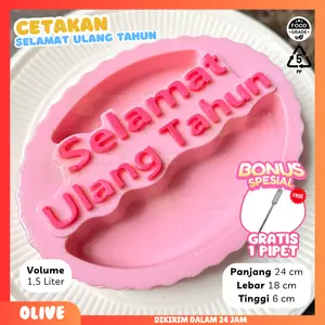 Cetakan Puding Selamat Ulang Tahun Plastik Oval Loyang Premium 1,2 Liter / Cetakan Bolu Happy Birthday Ulang Tahun Puding / Cetakan Agar Jelly Pudding