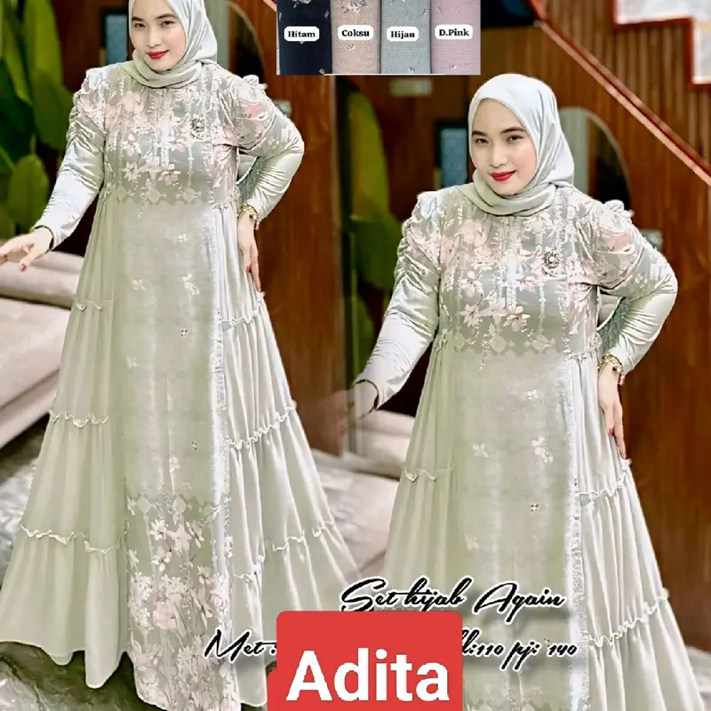 Safika gamis ceruty set hijab by Rizam 7