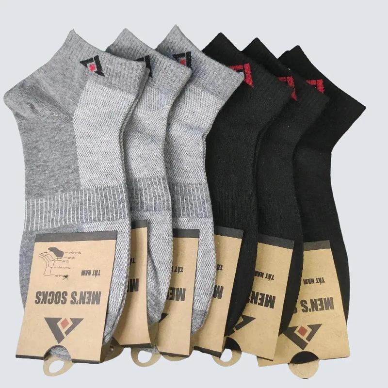 Combo 10 Đôi Tất Nam Cổ Ngắn Mix 2 Màu Đen & Ghi Vải Cotton Dày Vừa Thoáng Khí Phong Cách Hiện Đại Cho Nam Giới Menswear