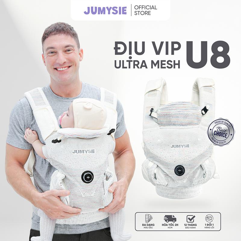 Địu Trợ Lực Ultra Mesh Jumysie - Địu Em Bé Vải Dệt Kim Fly 5D Cao Cấp, Chuẩn Tư Thế Y Khoa