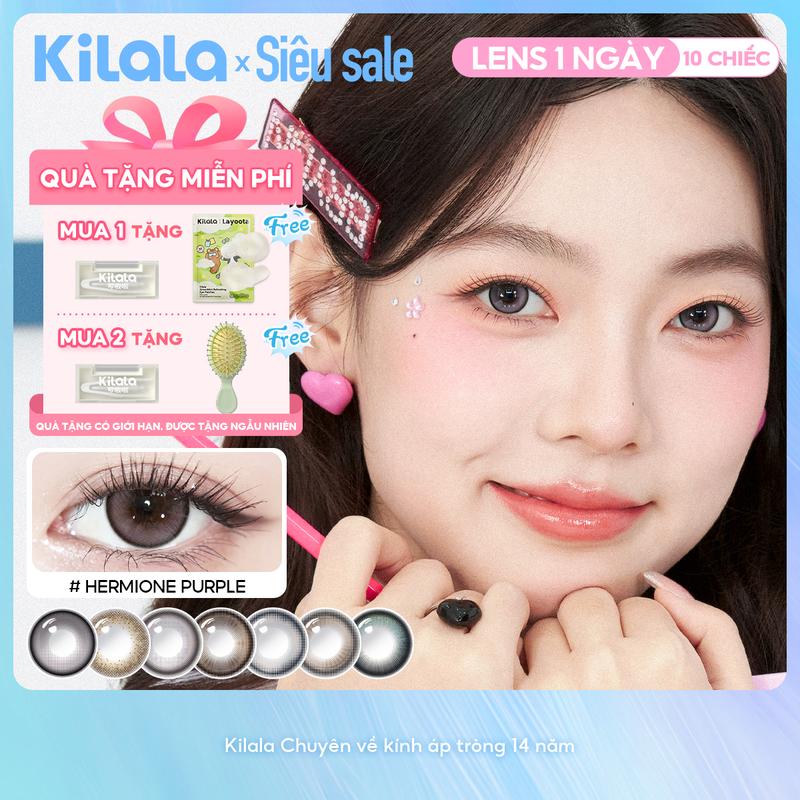 10 chiếc Kilala lens 1 ngày kính áp tròng màu nâu xám tím DIA 14.2-14.5mm độ cận 0-7 màu sắc nhẹ nhàng thiết kế độc đáo lên ảnh rất đẹp chấp nhiều phong cách makeup