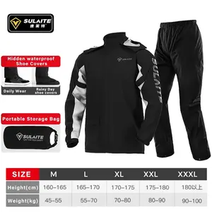 SULAITE Jas Hujan Motor Premium dengan Penutup Sepatu Single Piece Perlindungan Efektif dari Hujan Cocok untuk Pengguna Motor hoodie margin Outdoor Shirt raincoat  filter raf original ringan celana dapat dilipat tugas negara grab