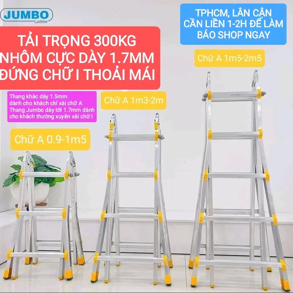 Thang rút  chữ A 2m 2m2 2m5 Tải trọng 300Kg, Thang rút lồng nhôm dày 1.7mm, Bảo hành 24 tháng Chuyên dùng điện lạnh công trình ( bán chạy)