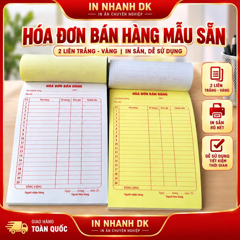Hóa đơn bán hàng 2 liên in sẵn