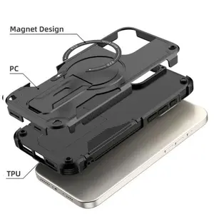 Case Armor Magsafe Iphone 13 11 12 14 15 Pro Max 15+ 14+ Plus Cover Kickstand Hardcase Military Drop Protection Pasti Diskon