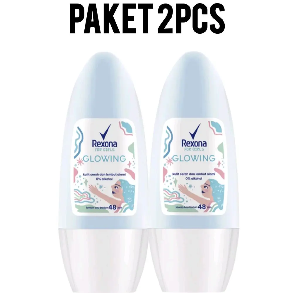 PAKET 2PCS, REXONA DEODORAN WOMEN ROLL ON GLOWING 2x40ml