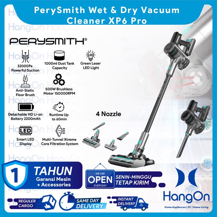 Gambar PerySmith XP6 Pro Cordless Wet & Dry Vacuum Cleaner Anti Dust Mite with LED Light & LED Display Vakum Home Penyedot Debu 32kPa Sapu Pel Tanpa Kabel Pery Smith Wireless Pembersih Debu Genggam Vacum Sedot 2200mAh Battery Runtime Up to 60min 32000Pa XP6PRO dari HangOn Official Store Kota Tangerang Tokopedia